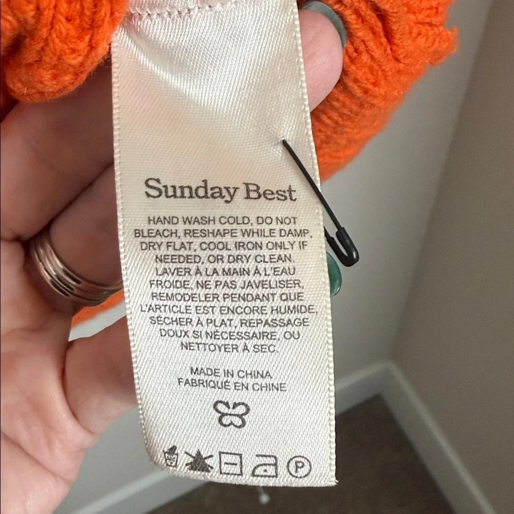 Sunday Best Peggy Wool Sweater Orange Size Large Oversized